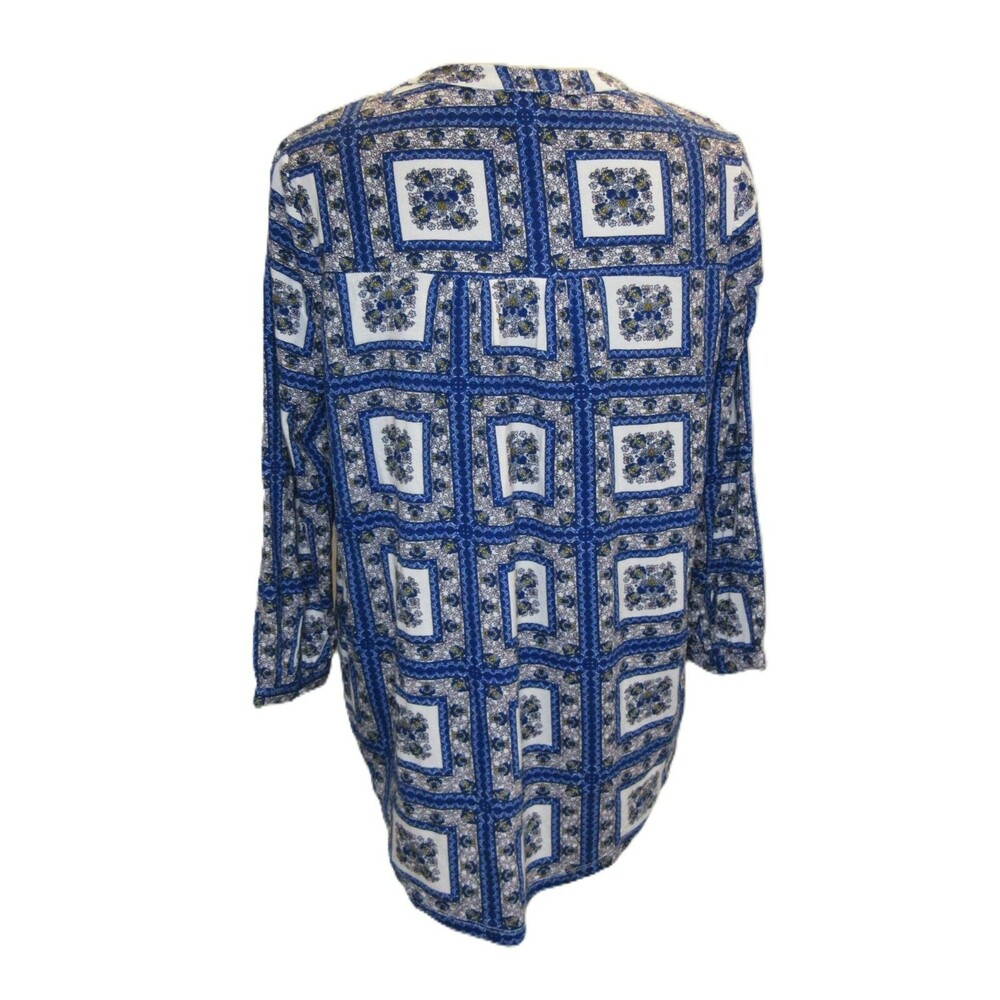 Anthropologie Porridge Womens M Blue Blouse Shirt Boho Floral Tile Pattern NWT - Picture 5 of 14